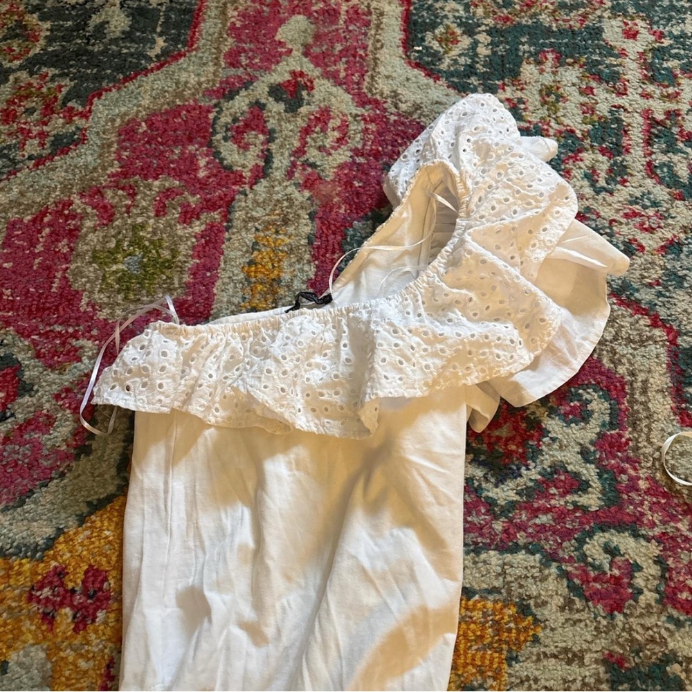 White Eyelet Ruffle Top